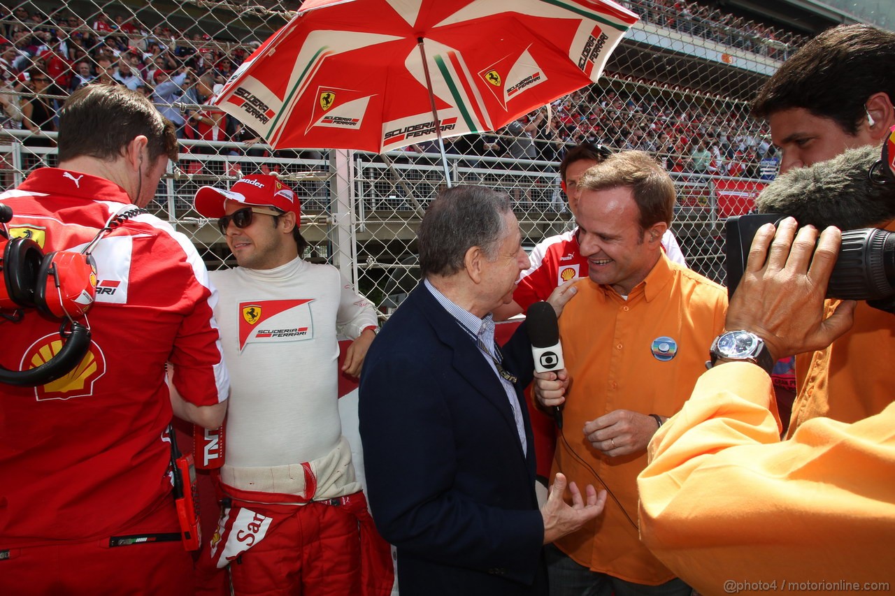 GP SPAGNA, 12.05.2013-Gara, Felipe Massa (BRA) Ferrari F138, Jean Todt (FRA), President FIA e Rubens Barrichello (BRA), TV Globo