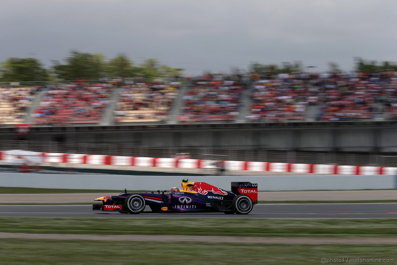 GP SPAGNA, 10.05.2013- Prove Libere 2, Mark Webber (AUS) Red Bull Racing RB9 