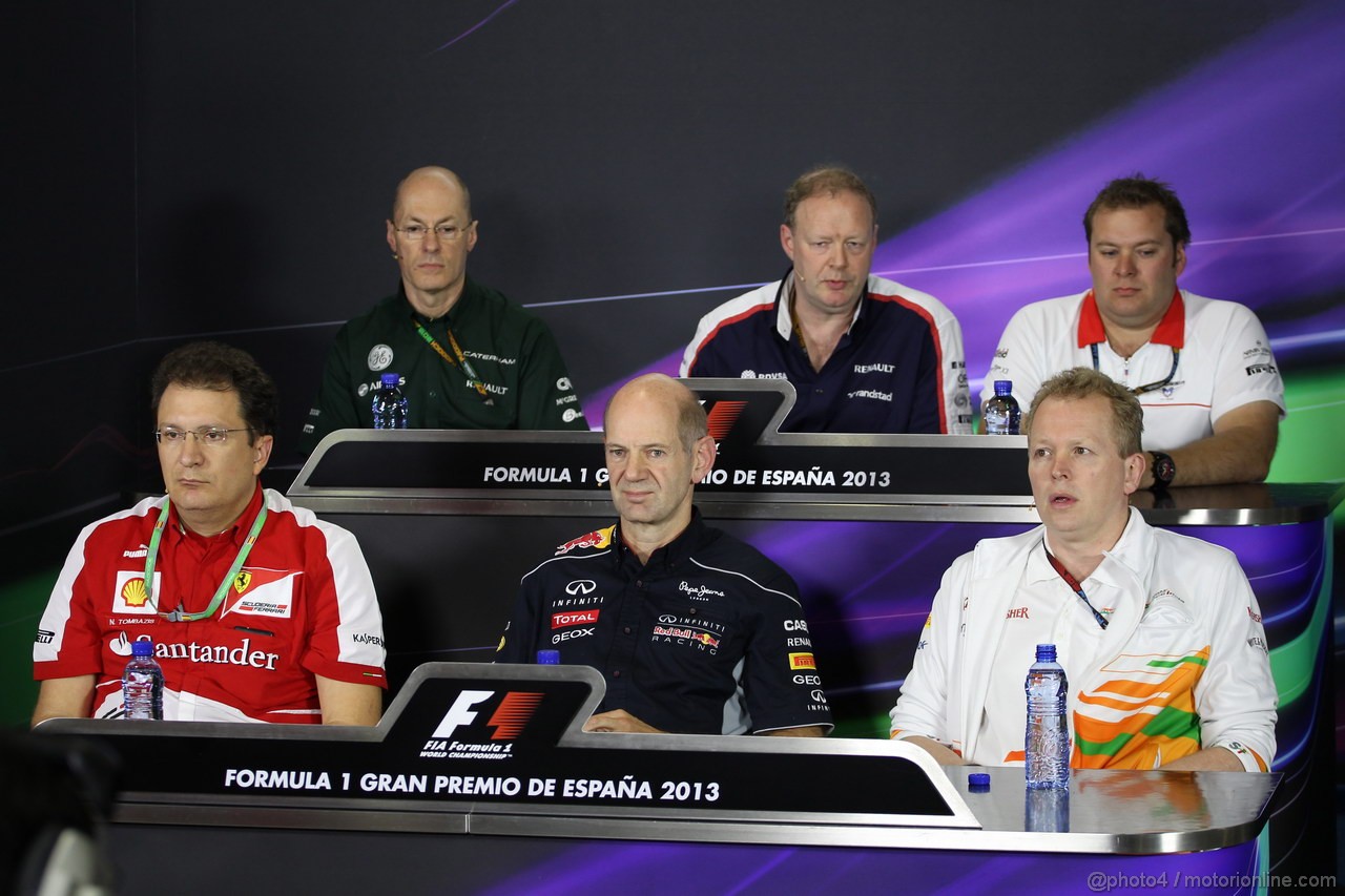 GP SPAGNA, 10.05.2013- Conferenza Stampa, (L-D)Nikolas Tombazis(GRE) Chief Designer, Ferrari e Adrian Newey (GBR), Red Bull Racing , Technical Operations Director 