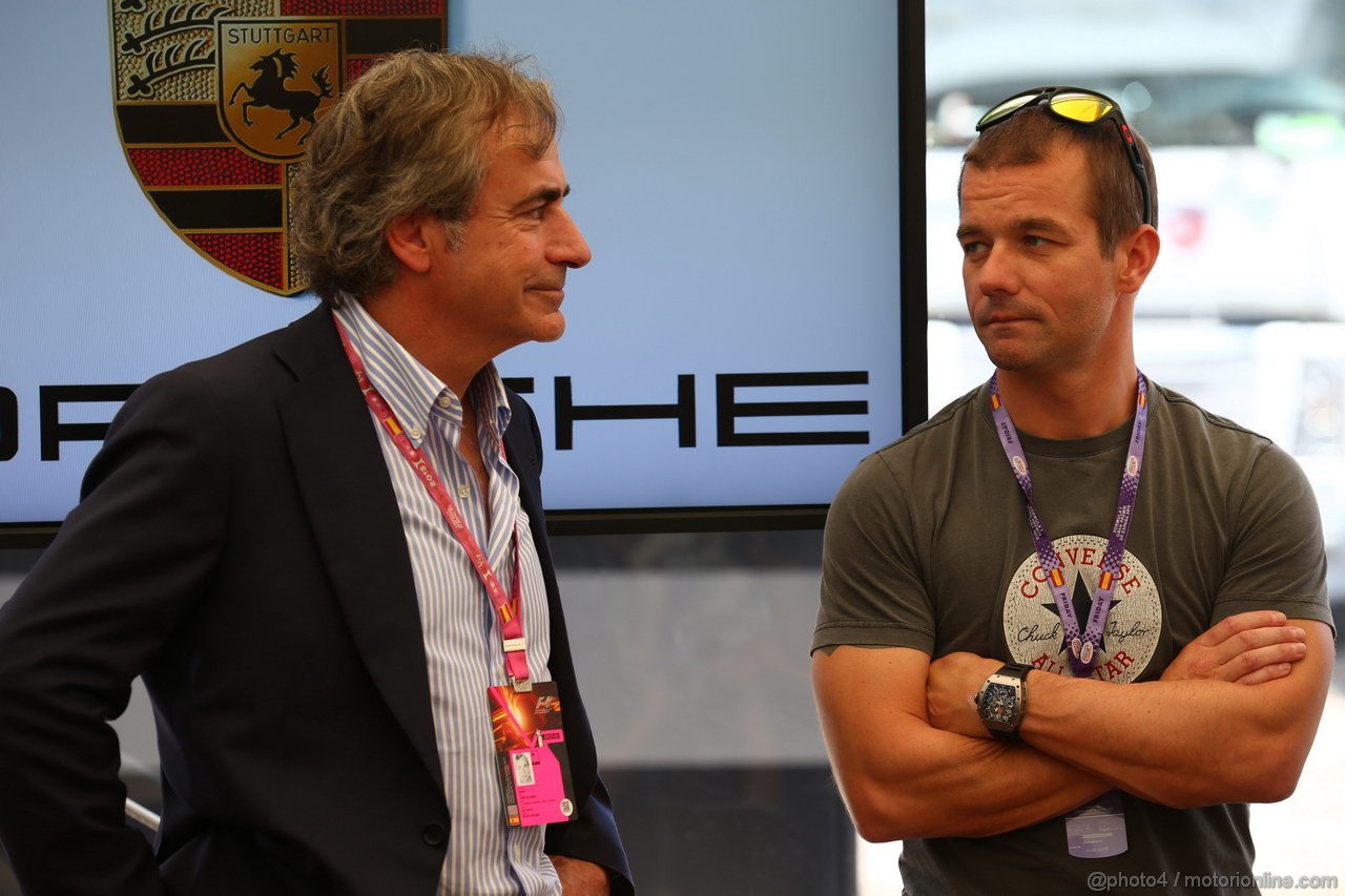 GP SPAGNA, 10.05.2013- Carlos Sainz (ESP) Ex WRC Champion e Sbastien Loeb (FRA) WRC driver