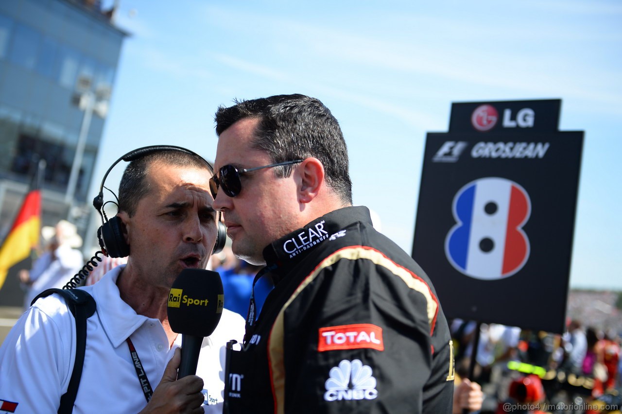 GP UNGHERIA, 28.07.2013- Gara, griglia: Eric Boullier (FRA), Team Manager, Renault F1 Team