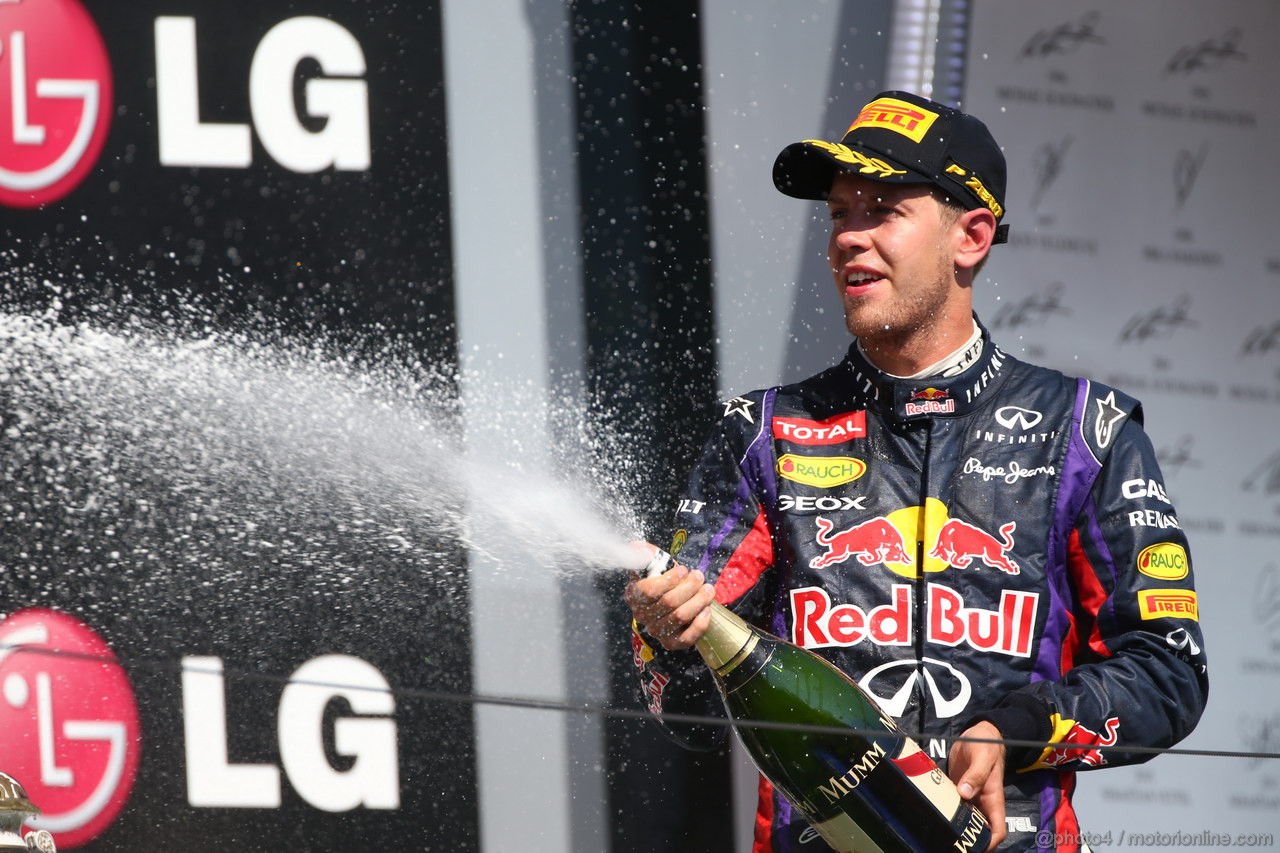 GP UNGHERIA, 28.07.2013- Podium; 3rd Sebastian Vettel (GER) Red Bull Racing RB9