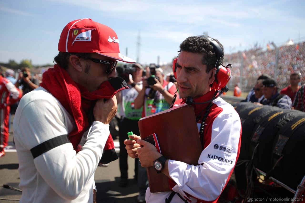 GP UNGHERIA, 28.07.2013- Gara,griglia: Fernando Alonso (ESP) Ferrari F138