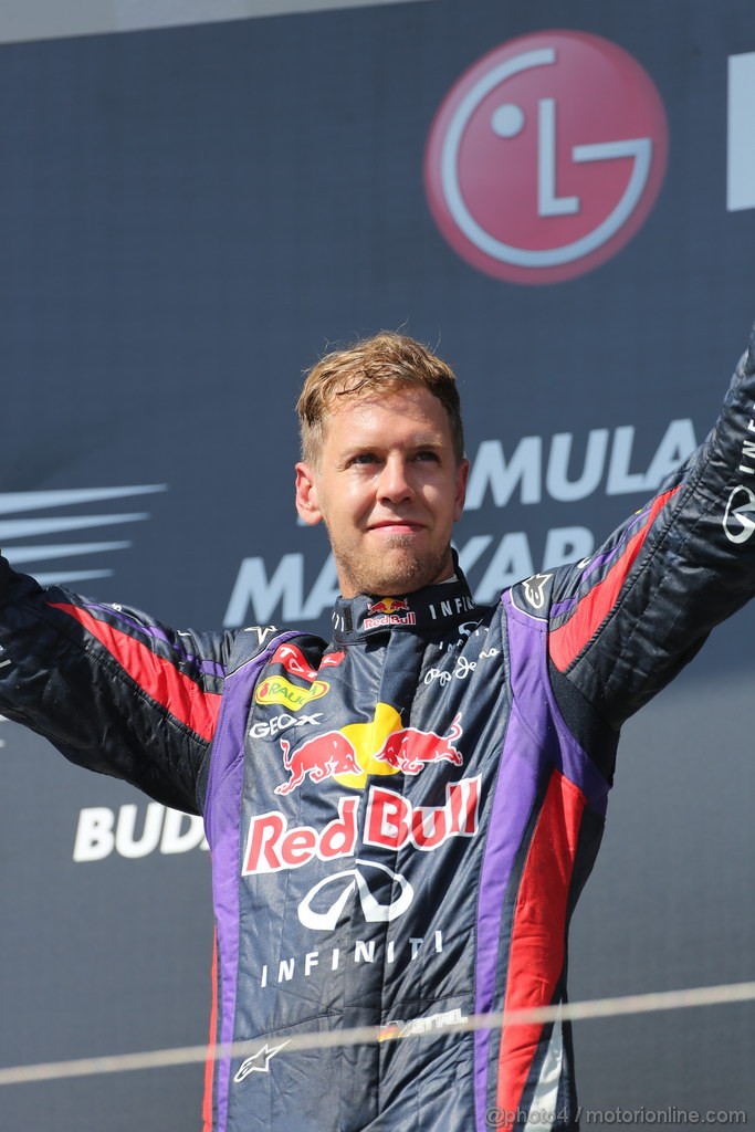 GP UNGHERIA, 28.07.2013- Podium; 3rd Sebastian Vettel (GER) Red Bull Racing RB9