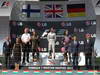 GP UNGHERIA, 28.07.2013- Podium: winner Lewis Hamilton (GBR) Mercedes AMG F1 W04, 2nd Kimi Raikkonen (FIN) Lotus F1 Team E21, 3rd Sebastian Vettel (GER) Red Bull Racing RB9 e Ross Brawn (GBR), Team Principal, Mercedes GP as rapresentatinve of winner team