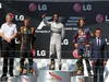 GP UNGHERIA, 28.07.2013- Podium: winner Lewis Hamilton (GBR) Mercedes AMG F1 W04, 2nd Kimi Raikkonen (FIN) Lotus F1 Team E21, 3rd Sebastian Vettel (GER) Red Bull Racing RB9 e Ross Brawn (GBR), Team Principal, Mercedes GP as rapresentatinve of winner team