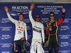 GP UNGHERIA, 27.07.2013- Qualifiche, Pole Popole Lewis Hamilton (GBR) Mercedes AMG F1 W04, 2nd Sebastian Vettel (GER) Red Bull Racing RB9, 3rd Romain Grosjean (FRA) Lotus F1 Team E213sition celebration: 