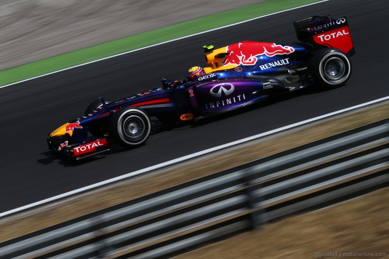 GP UNGHERIA, 26.07.2013- Free practice 2, Mark Webber (AUS) Red Bull Racing RB9