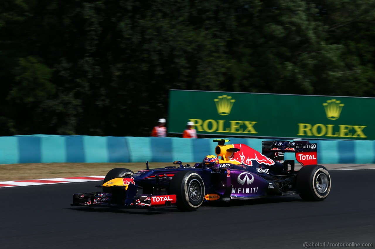 GP UNGHERIA, 26.07.2013- Free practice 2, Mark Webber (AUS) Red Bull Racing RB9