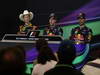 GP USA, 17.11.2013- Gara, Conferenza Stampa, Romain Grosjean (FRA) Lotus F1 Team E21, Sebastian Vettel (GER) Red Bull Racing RB9 e Mark Webber (AUS) Red Bull Racing RB9 