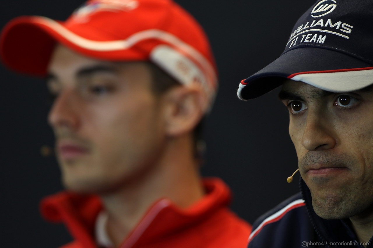 GP USA, 14.11.2013- Conferenza Stampa, Jules Bianchi (FRA) Marussia F1 Team MR02 e Pastor Maldonado (VEN) Williams F1 Team FW35 