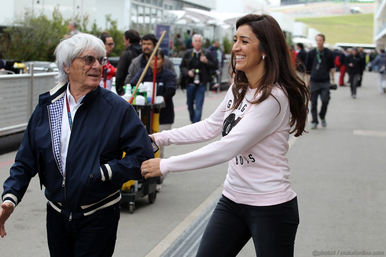 GP USA, 14.11.2013- Bernie Ecclestone (GBR), President e CEO of Formula One Management  e sua moglie Fabiana Flosi (BRA), Wife of Bernie Ecclestone
