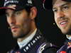 GP USA, 16.11.2013- Qualifiche, Conferenza Stampa, Mark Webber (AUS) Red Bull Racing RB9 e Sebastian Vettel (GER) Red Bull Racing RB9 