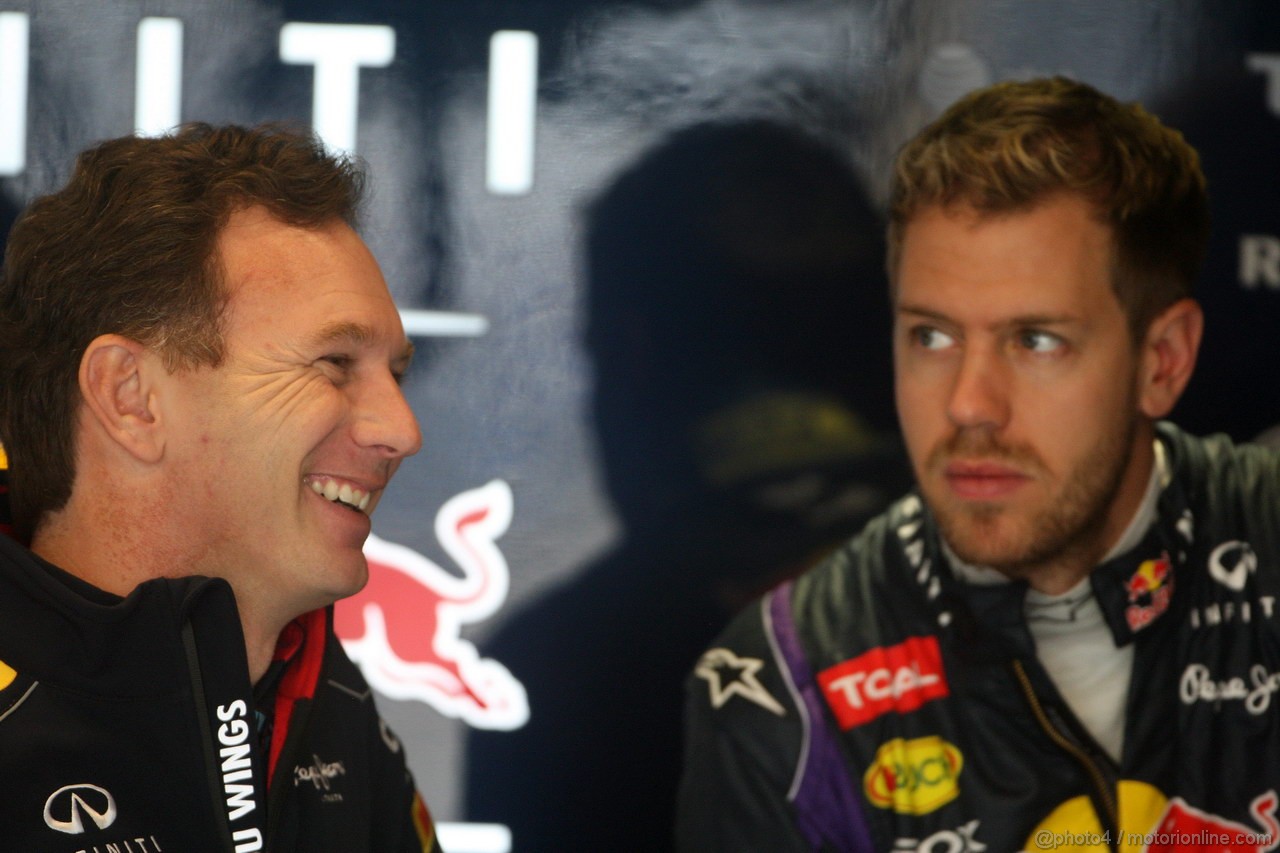 GP USA, 15.11.2013- Prove Libere 1, Christian Horner (GBR), Red Bull Racing, Sporting Director e Sebastian Vettel (GER) Red Bull Racing RB9 