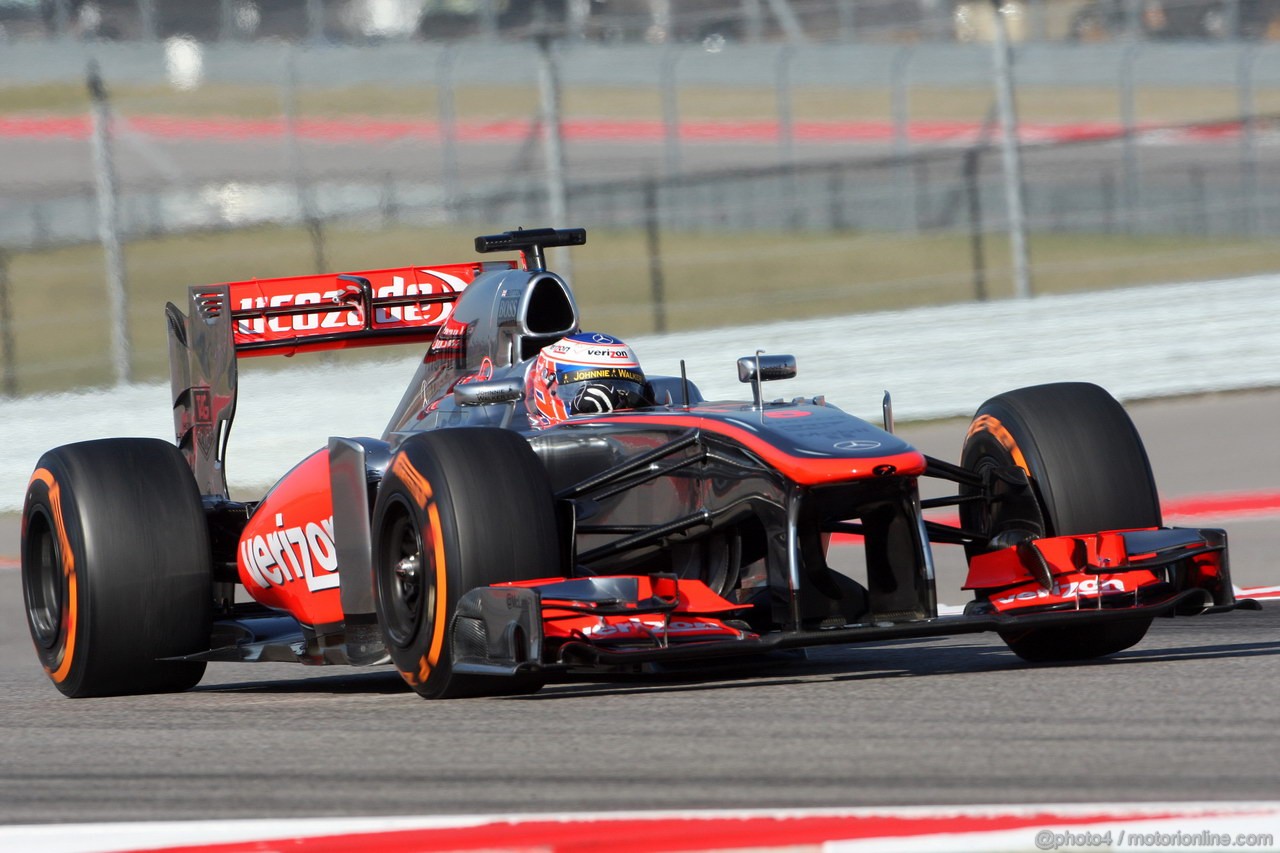GP USA, 15.11.2013- Prove Libere 1, Jenson Button (GBR) McLaren Mercedes MP4-28 