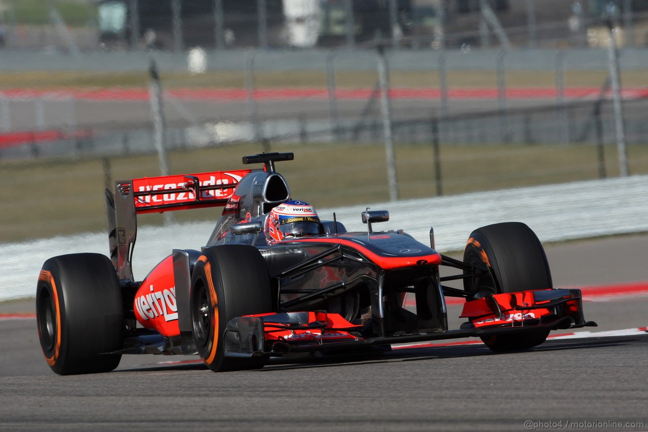 GP USA, 15.11.2013- Prove Libere 1, Jenson Button (GBR) McLaren Mercedes MP4-28 