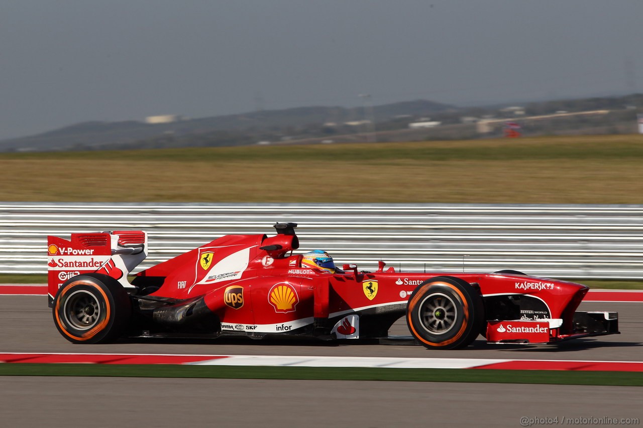 GP USA, 15.11.2013- Prove Libere 1, Fernando Alonso (ESP) Ferrari F138 