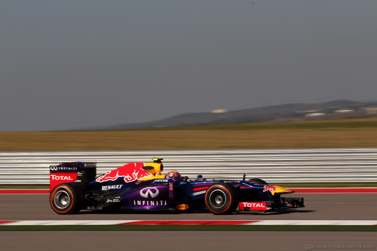 GP USA, 15.11.2013- Prove Libere 1, Mark Webber (AUS) Red Bull Racing RB9 