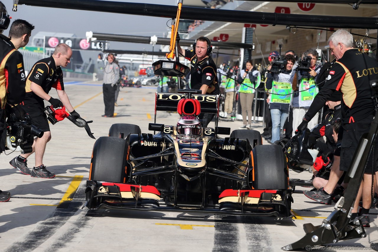 GP USA, 15.11.2013- Prove Libere 1, Heikki Kovalainen (FIN) Lotus F1 Team E21  