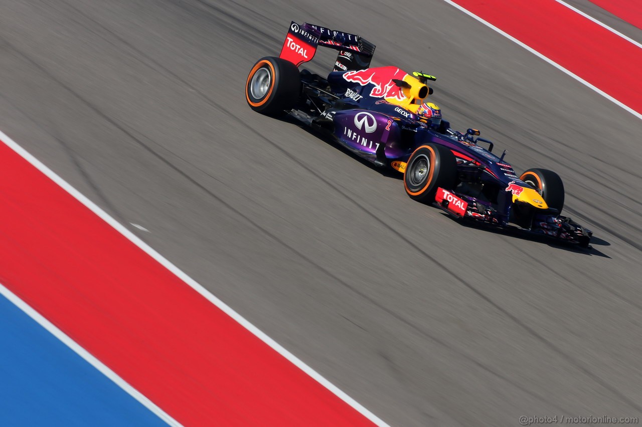 GP USA, 15.11.2013- Prove Libere 1, Mark Webber (AUS) Red Bull Racing RB9 