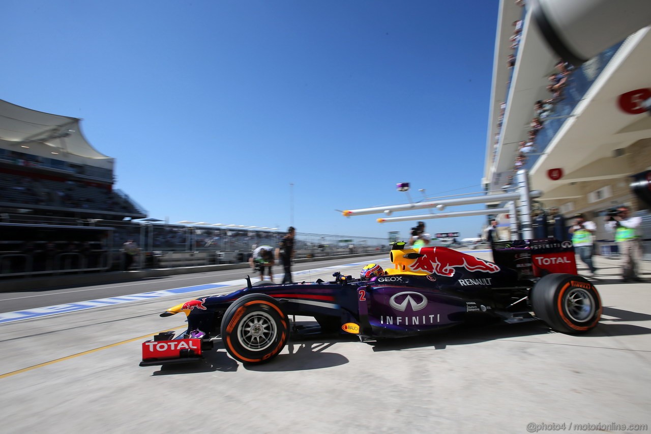 GP USA, 15.11.2013- Prove Libere 2, Mark Webber (AUS) Red Bull Racing RB9 