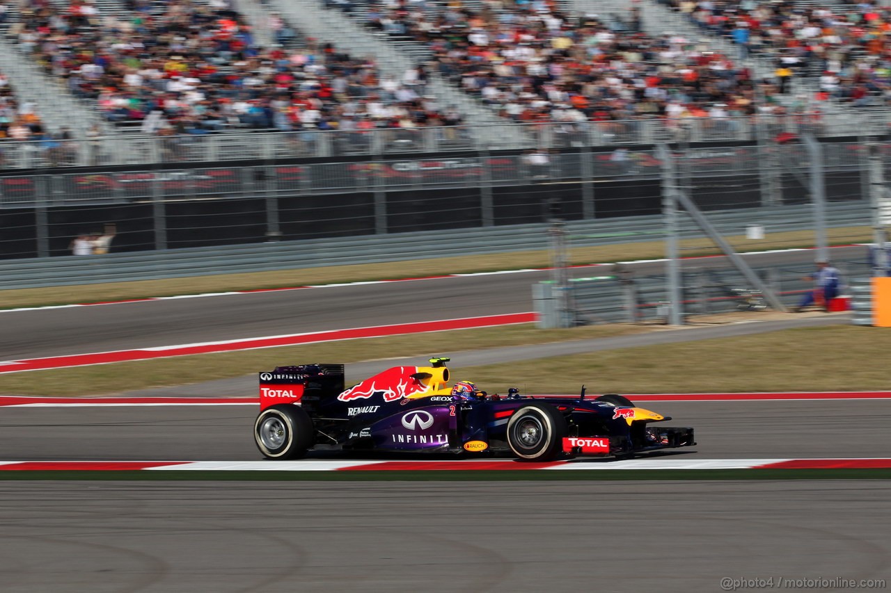 GP USA, 15.11.2013- Prove Libere 2, Mark Webber (AUS) Red Bull Racing RB9 