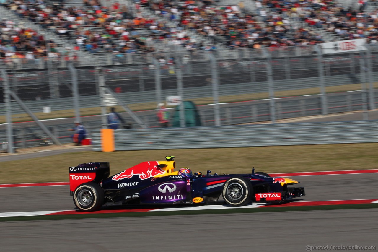 GP USA, 15.11.2013- Prove Libere 2, Mark Webber (AUS) Red Bull Racing RB9 