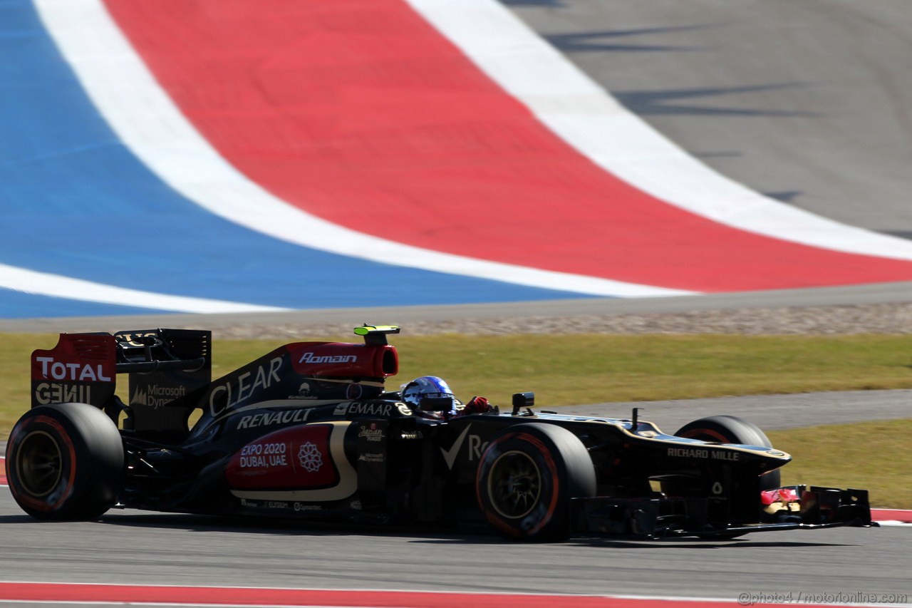 GP USA, 15.11.2013- Prove Libere 2, Romain Grosjean (FRA) Lotus F1 Team E21 