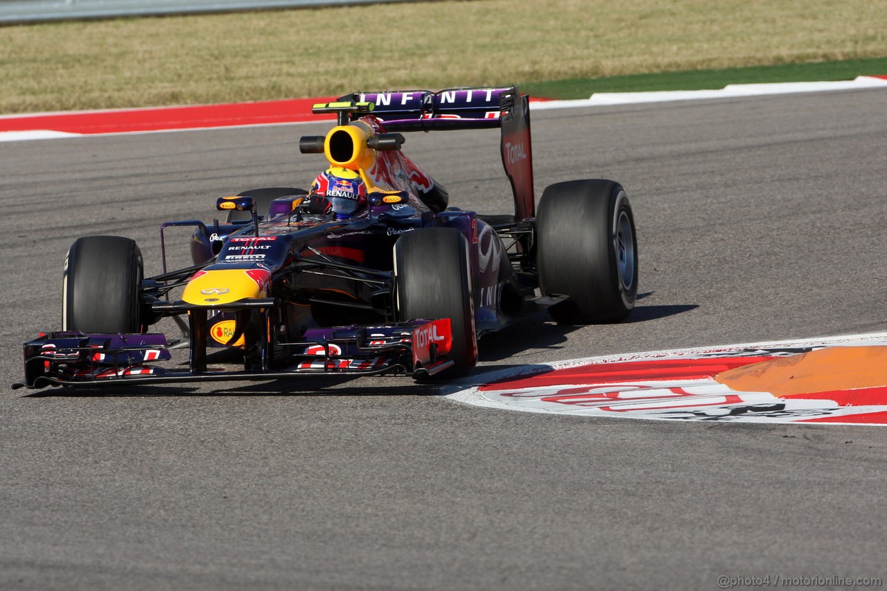 GP USA, 15.11.2013- Prove Libere 2, Mark Webber (AUS) Red Bull Racing RB9 