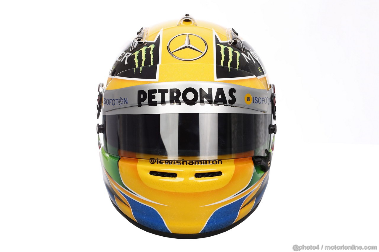 JEREZ TEST FEBBRAIO 2013, The helmet of Lewis Hamilton (GBR) Mercedes AMG F1.
07.02.2013. 