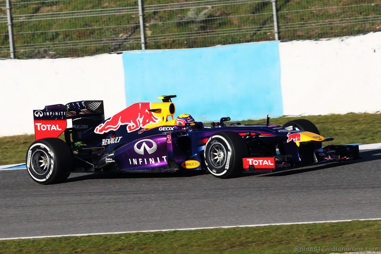 JEREZ TEST FEBBRAIO 2013, Mark Webber (AUS) Red Bull Racing RB9.
