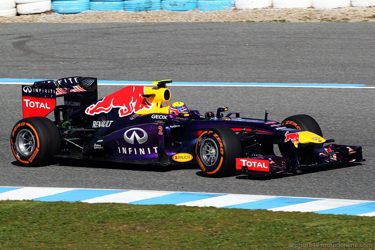 JEREZ TEST FEBBRAIO 2013, Mark Webber (AUS) Red Bull Racing RB9.
