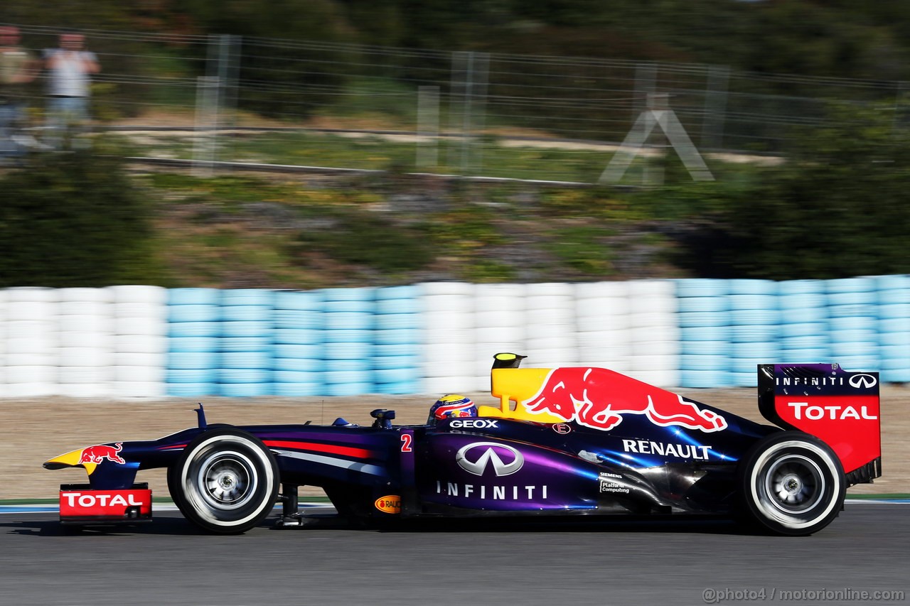 JEREZ TEST FEBBRAIO 2013, Mark Webber (AUS) Red Bull Racing RB9.
