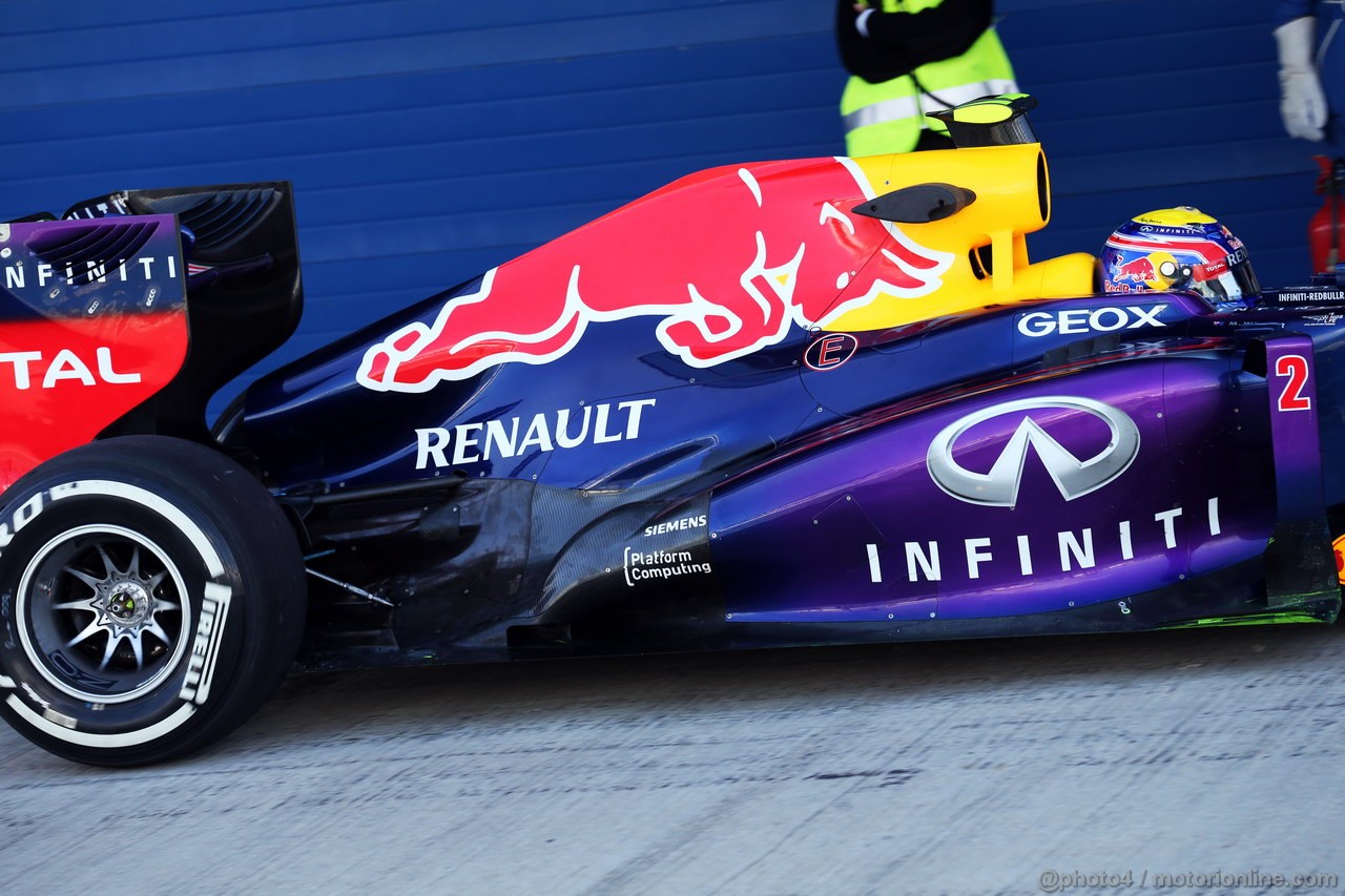 JEREZ TEST FEBBRAIO 2013, Mark Webber (AUS) Red Bull Racing RB9 running flow-vis paint.
06.02.2013. 