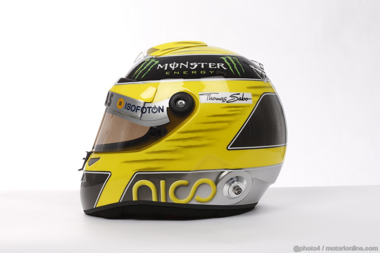 JEREZ TEST FEBBRAIO 2013, The helmet of Nico Rosberg (GER) Mercedes AMG F1.
06.02.2013. 
 Mercedes AMG F1 editorial copyright free. Images must be credited to: Mercedes AMG F1