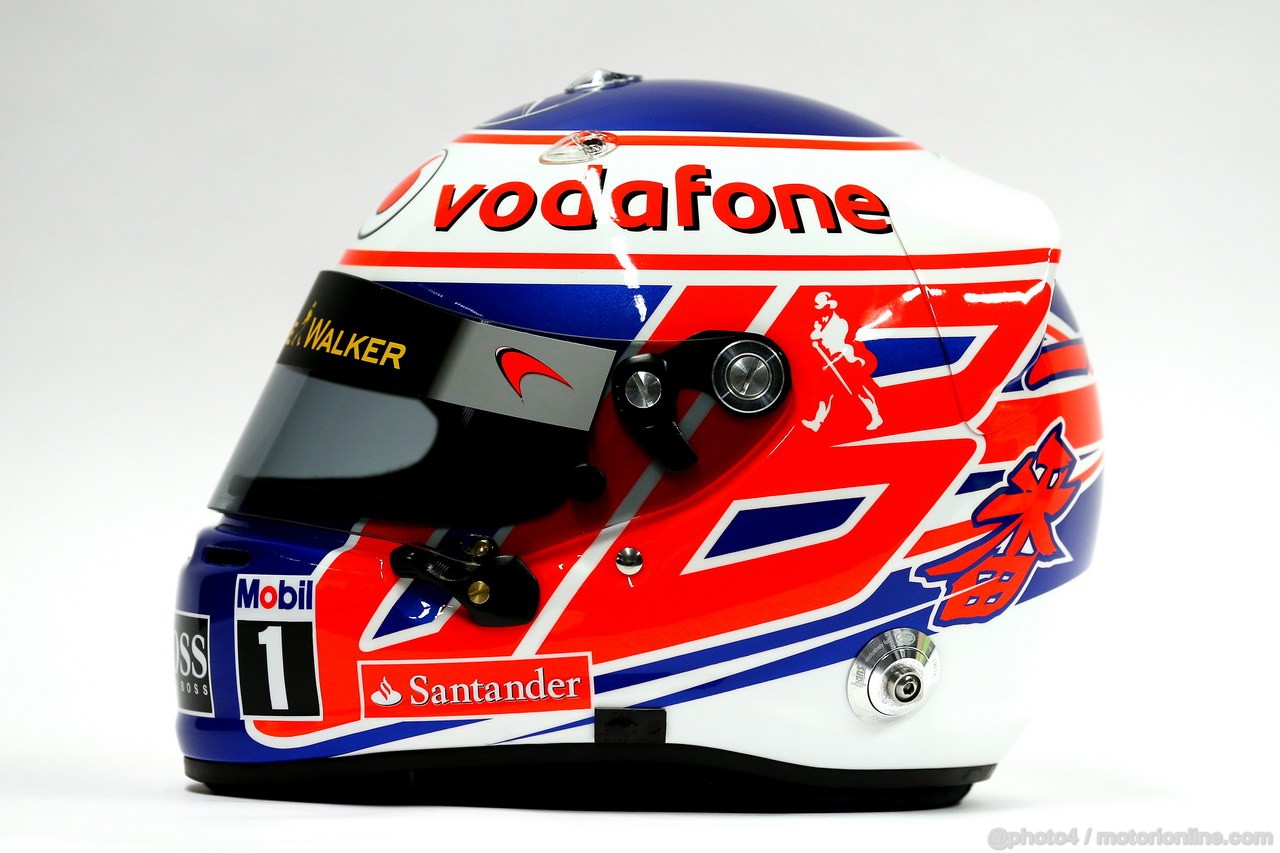 MCLAREN MP4-28, The helmet of Jenson Button (GBR) McLaren.
31.01.2013. McLaren MP4-28 Launch, McLaren Technology Centre, Woking, England.
