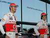 MCLAREN MP4-28, McLaren Technology Centre, Surrey, UK
31st January 2013 
Jenson Button, McLaren e Sergio Perez, McLaren. 
Photo: Vodafone McLaren Mercedes (Copyright Free FOR EDITORIAL USE ONLY) 
ref: Digital Image _00P5444