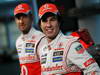 MCLAREN MP4-28, (L to R): Jenson Button (GBR) McLaren with team mate Sergio Perez (MEX) McLaren.
31.01.2013. McLaren MP4-28 Launch, McLaren Technology Centre, Woking, England.
