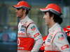 MCLAREN MP4-28, (L to R): Jenson Button (GBR) McLaren with team mate Sergio Perez (MEX) McLaren.
31.01.2013. McLaren MP4-28 Launch, McLaren Technology Centre, Woking, England.
