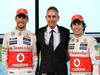 MCLAREN MP4-28, (L to R): Jenson Button (GBR) McLaren with Martin Whitmarsh (GBR) McLaren Chief Executive Officer e Sergio Perez (MEX) McLaren.
31.01.2013. McLaren MP4-28 Launch, McLaren Technology Centre, Woking, England.
