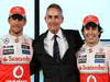 MCLAREN MP4-28, (L to R): Jenson Button (GBR) McLaren with Martin Whitmarsh (GBR) McLaren Chief Executive Officer e Sergio Perez (MEX) McLaren.
31.01.2013. McLaren MP4-28 Launch, McLaren Technology Centre, Woking, England.
