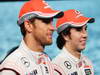 MCLAREN MP4-28, (L to R): Jenson Button (GBR) McLaren with team mate Sergio Perez (MEX) McLaren.
31.01.2013. McLaren MP4-28 Launch, McLaren Technology Centre, Woking, England.
