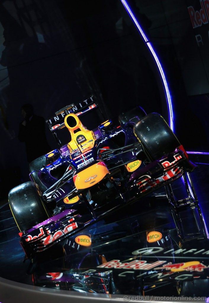 RED BULL RB9, MILTON KEYNES, ENGLAND - FEBRUARY 03: The new Infiniti Red Bull Racing RB9 at the launch on February 3, 2013 in Milton Keynes, England. (Photo by Richard Heathcote/Getty Images)
