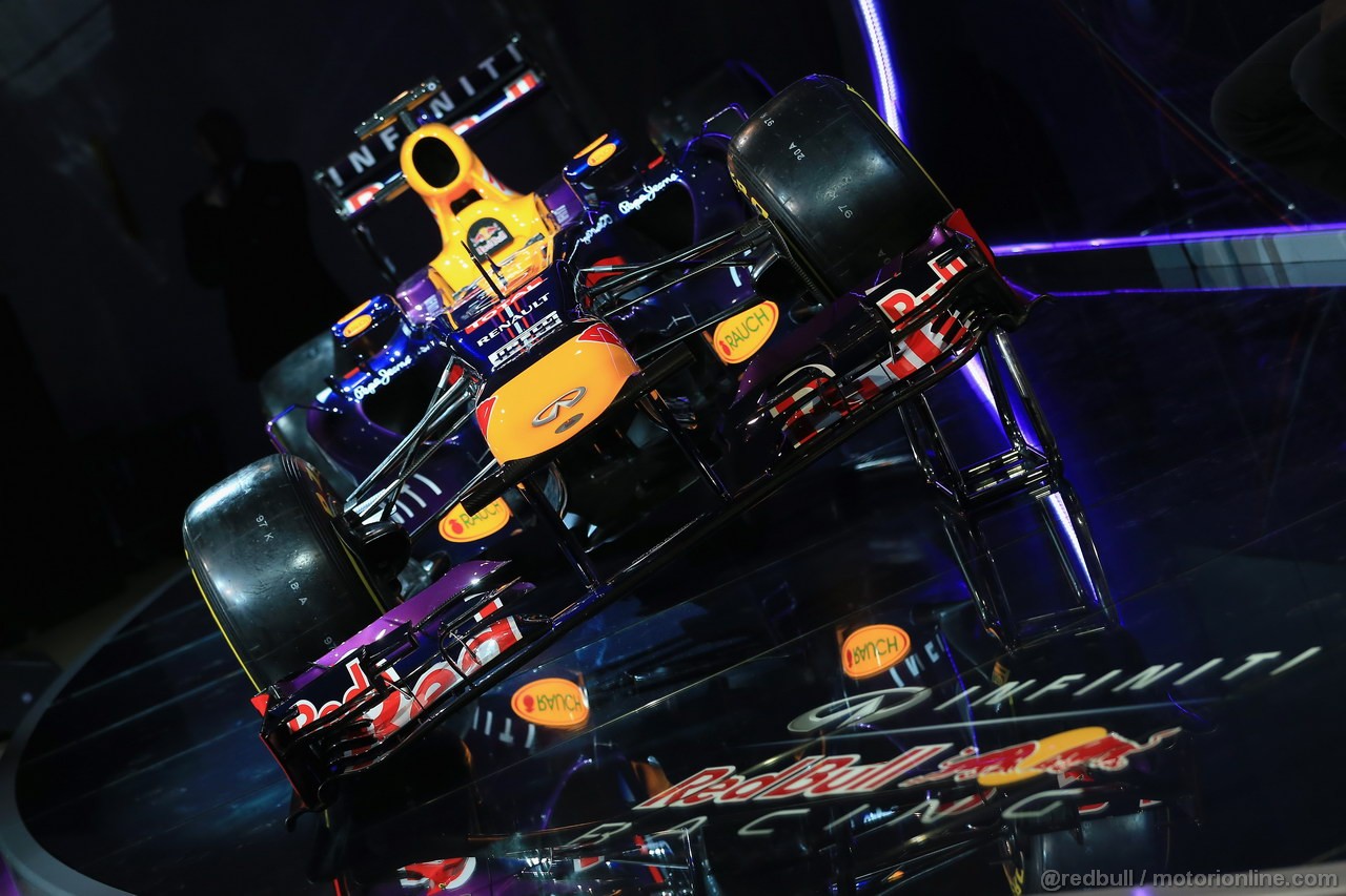RED BULL RB9, MILTON KEYNES, ENGLAND - FEBRUARY 03:  The new Infiniti Red Bull Racing RB9 at the launch on February 3, 2013 in Milton Keynes, England.  (Photo by Richard Heathcote/Getty Images)