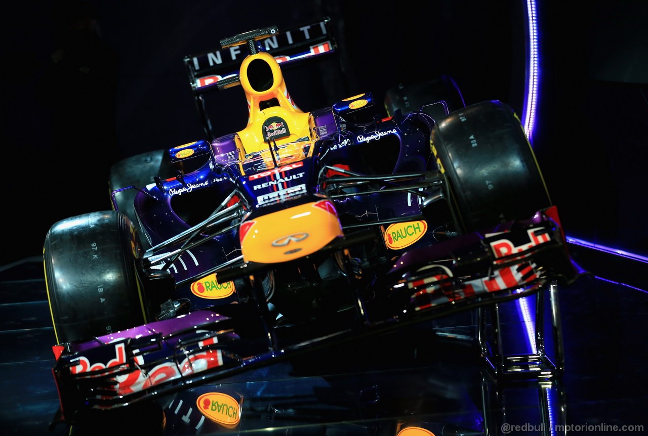 RED BULL RB9, MILTON KEYNES, ENGLAND - FEBRUARY 03:  The new Infiniti Red Bull Racing RB9 at the launch on February 3, 2013 in Milton Keynes, England.  (Photo by Richard Heathcote/Getty Images)