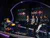 RED BULL RB9, MILTON KEYNES, ENGLAND - FEBRUARY 03:  (L-R) Simon Sproule, Infiniti Corporate Vice-President Global Marketing, Adrian Newey, Chief Technical Officer, Christian Horner, Team Principle, Mark Webber of Australia, e Sebastian Vettel of Germany talk to the guests during the Infiniti Red Bull Racing RB9 launch on February 3, 2013 in Milton Keynes, England.  (Photo by Richard Heathcote/Getty Images)