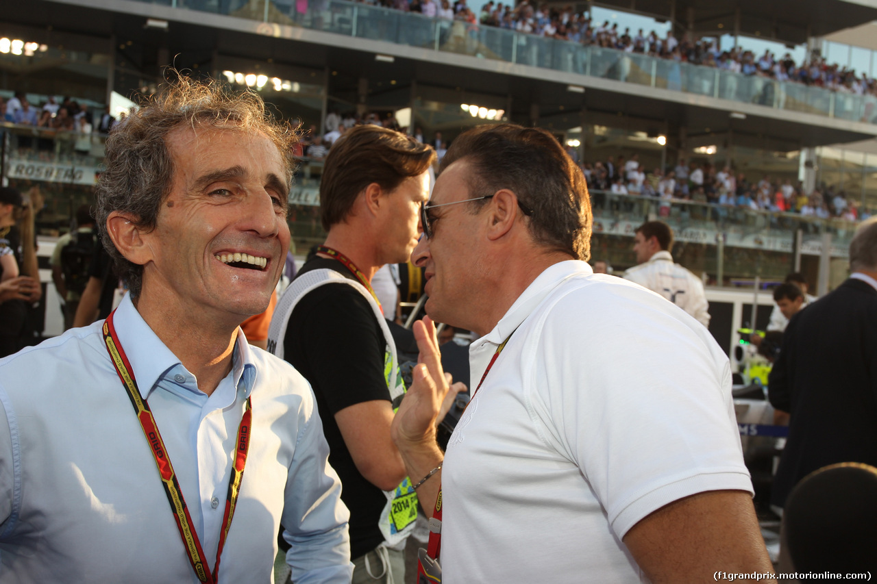 GP ABU DHABI, 23.11.2014- Gara, Alain Prost (FRA) e Jean Alesi (FRA)