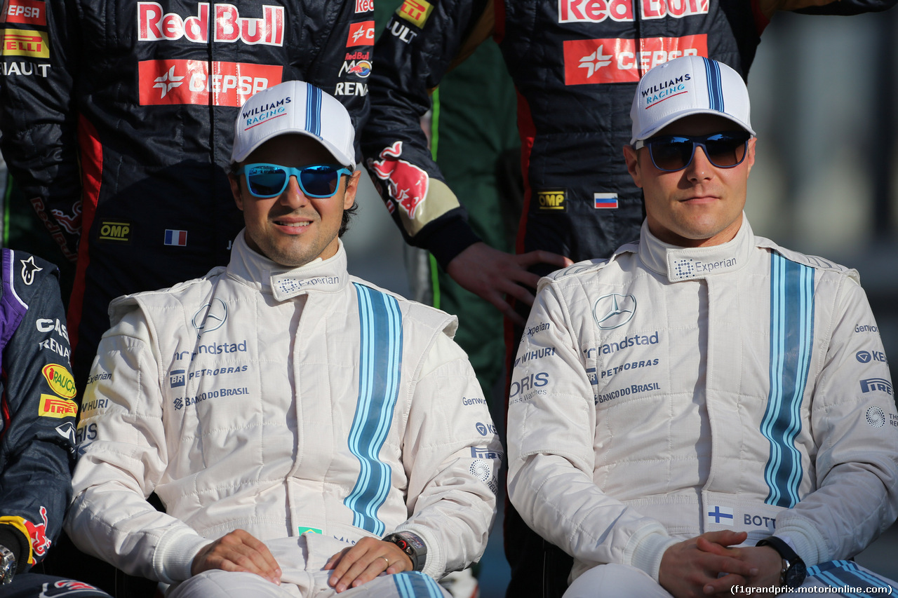 GP ABU DHABI, 23.11.2014- Felipe Massa (BRA) Williams F1 Team FW36 e Valtteri Bottas (FIN) Williams F1 Team FW36