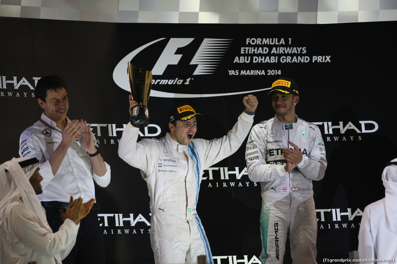 GP ABU DHABI, 23.11.2014- Gara, secondo Felipe Massa (BRA) Williams F1 Team FW36