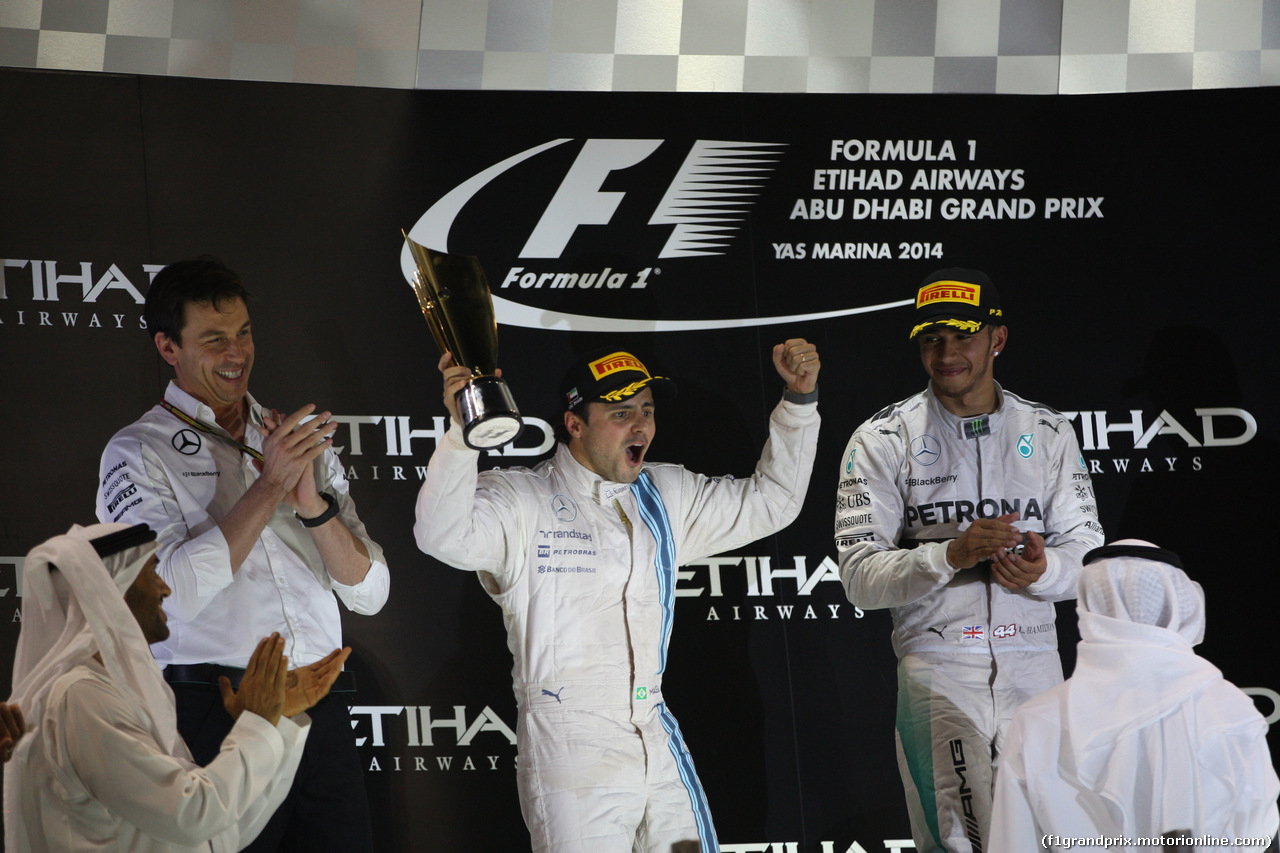 GP ABU DHABI, 23.11.2014- Gara, secondo Felipe Massa (BRA) Williams F1 Team FW36